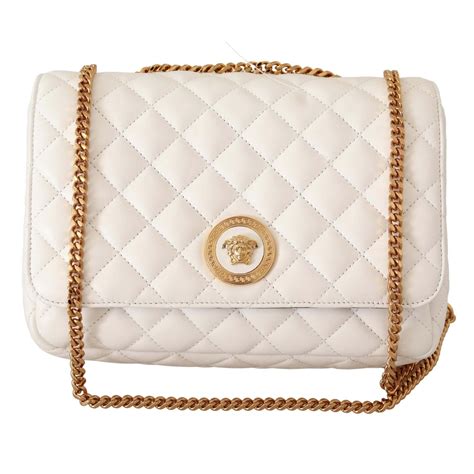 versace jeans white quilted tassel dome bag|versace medusa 95 purses.